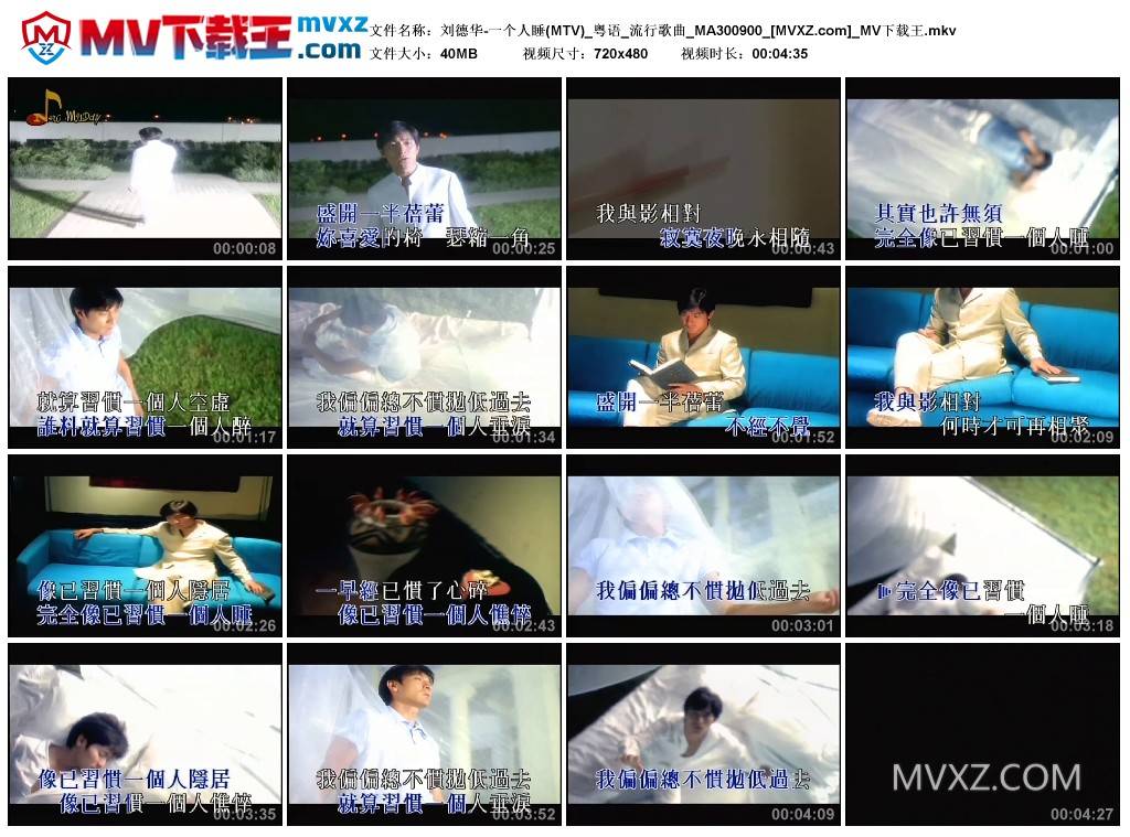 刘德华-一个人睡(MTV)_粤语_流行歌曲_MA300900